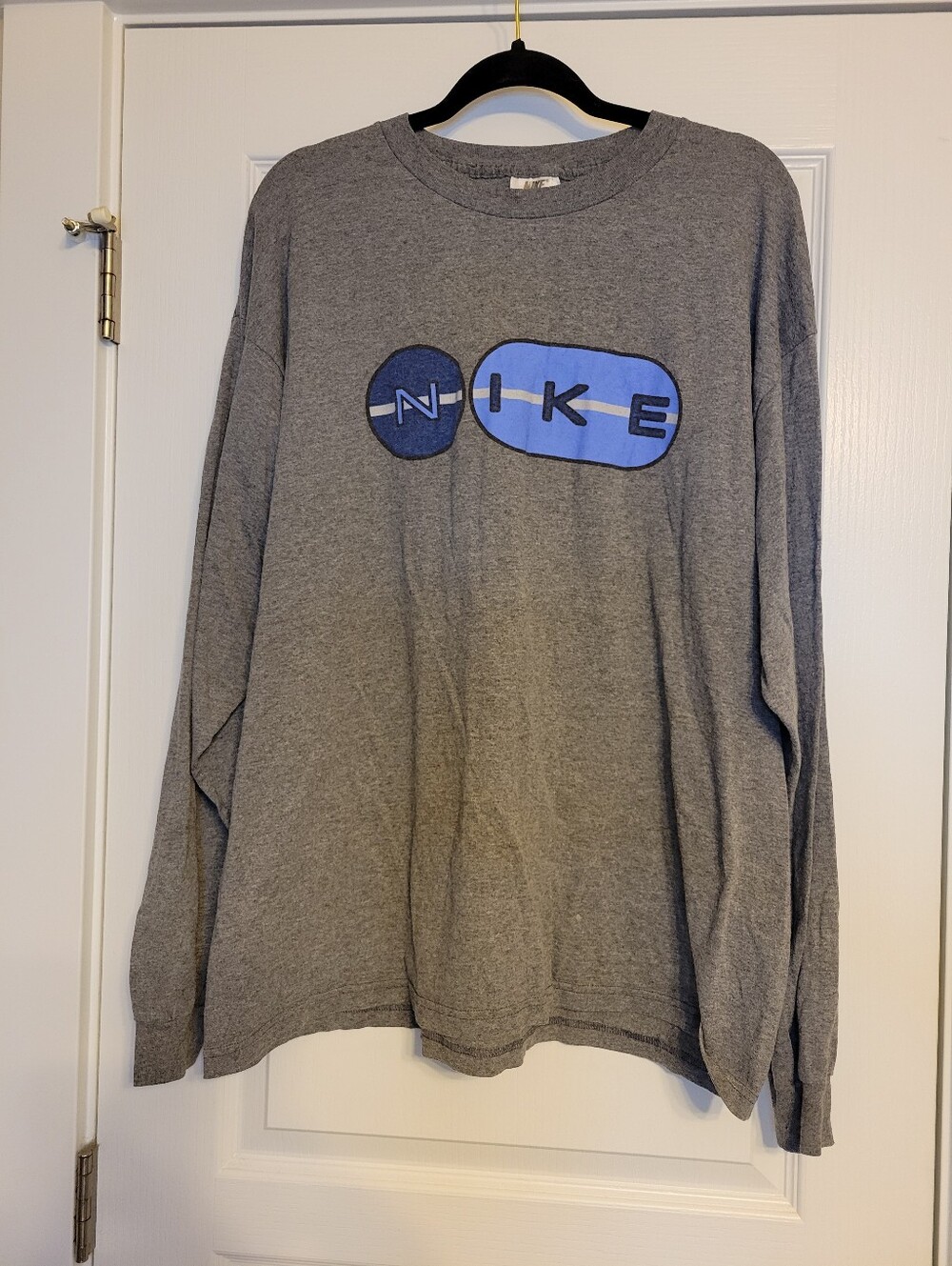 Nike | Men's Gray Long Sleeve Tee with Blue Logo